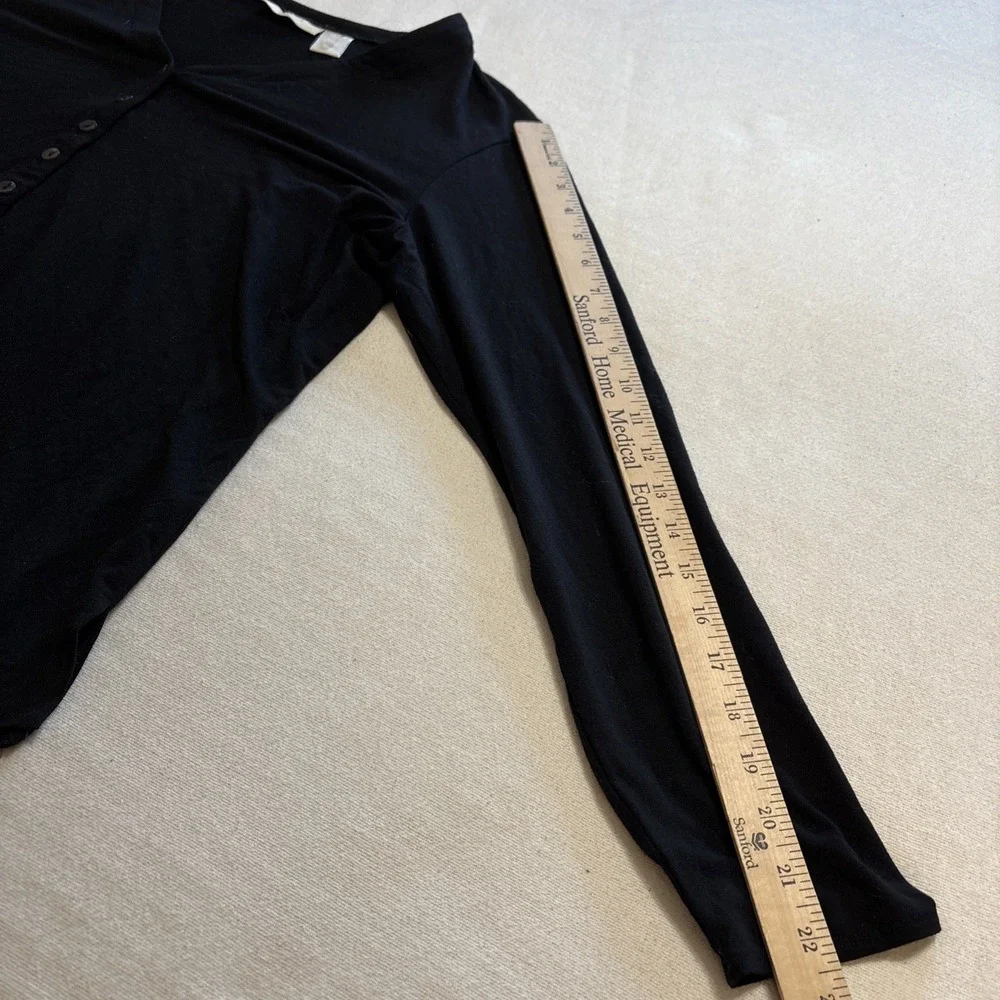 VTG  J.Jill Black Button Up Blouse Cardigan Women's Size L‎ Office Minimalist - Picture 4 of 6